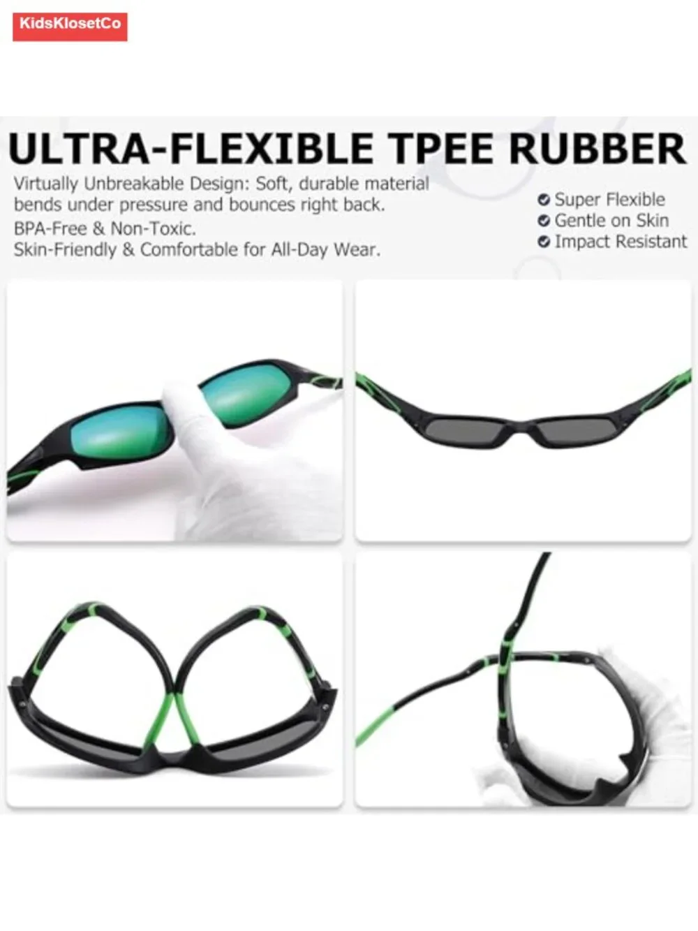 Polarized Youth Sports Sunglasses with Strap - Unbreakable Flexible